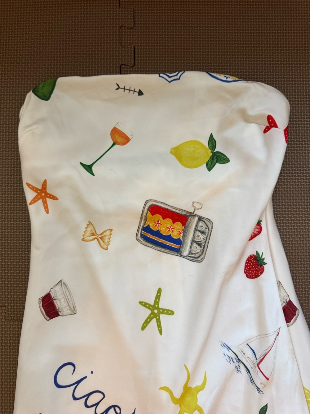 Size S For Love & Lemons White Dress with Multicolor Summer Print - Picture 3 of 9